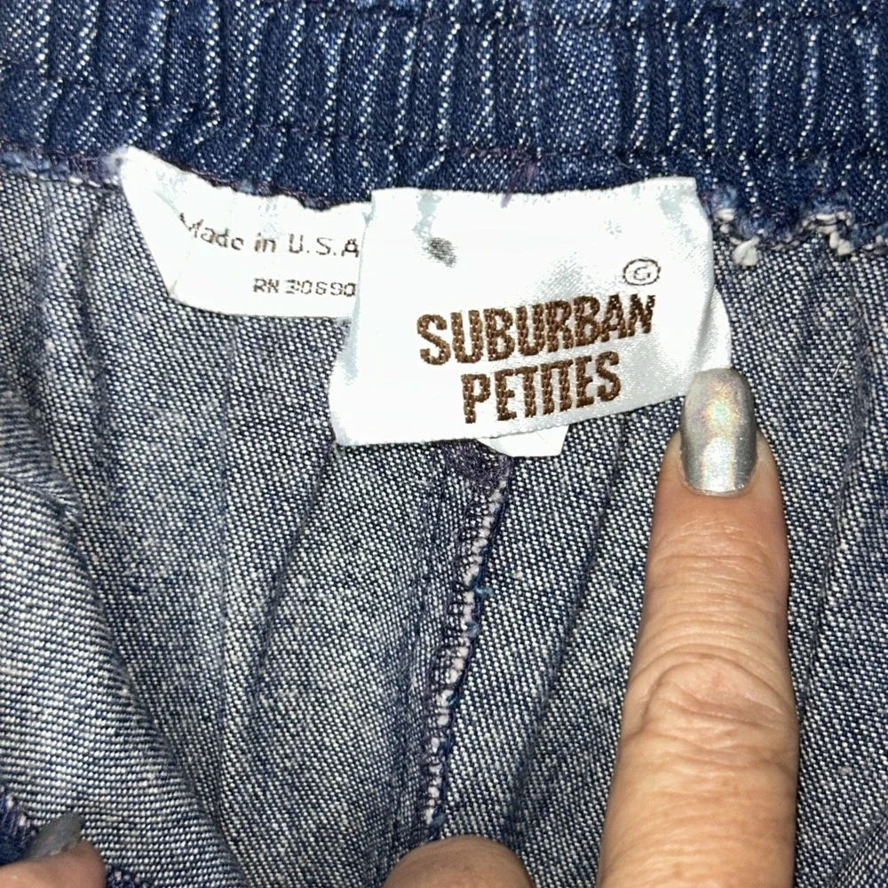 Suburban Petites VTG 80s Denim Skirt Sz 6 P Maxi Pencil Pockets Pleated Blue USA
